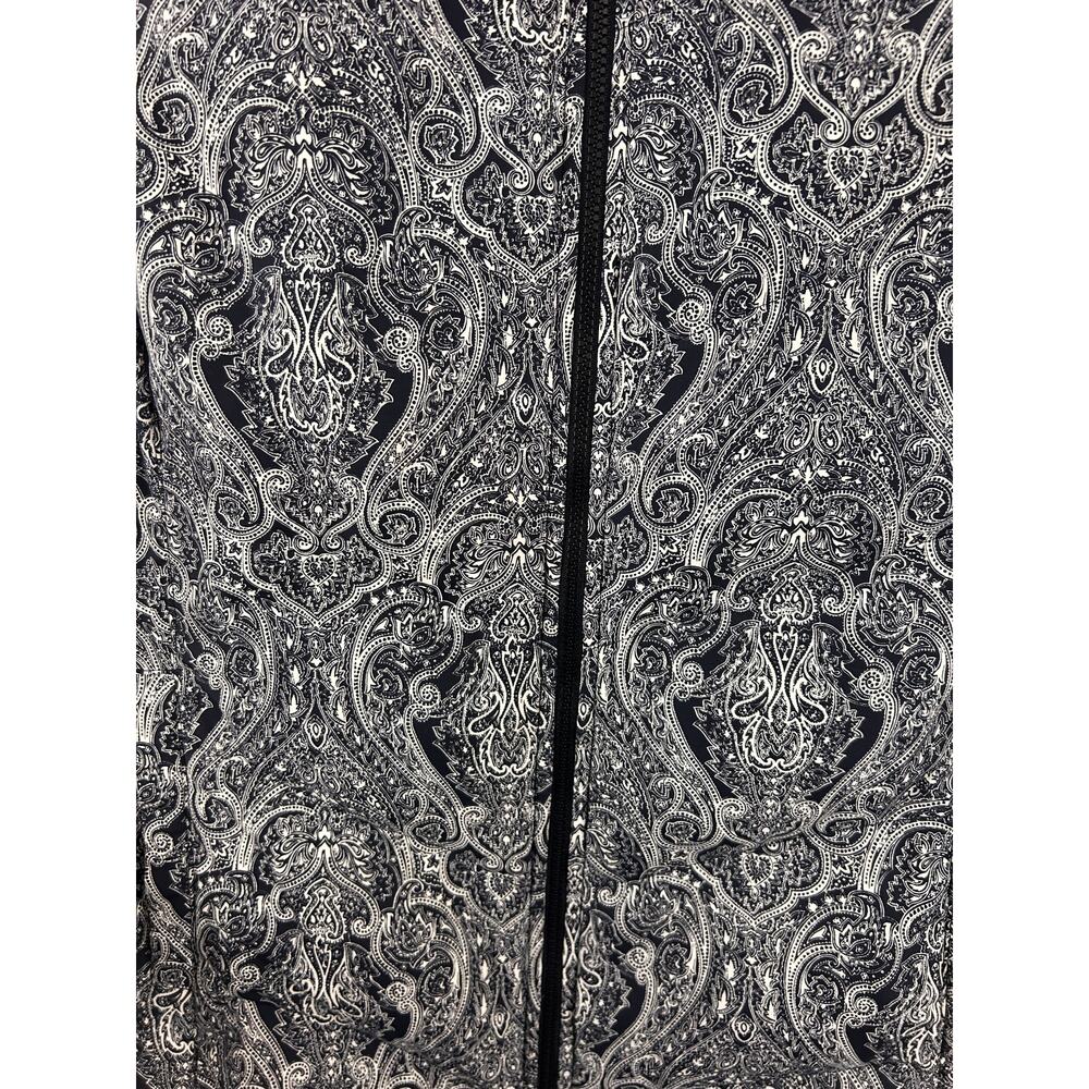 Talbots Woman 2X Paisley Puffer Vest Black White Zip Front Down Filled - Picture 6 of 7